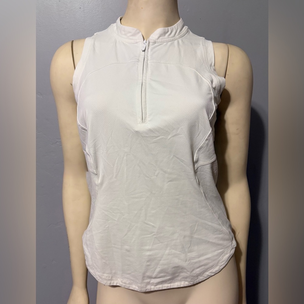 Lululemon Front Zip Mock-Neck Tennis Tank Top White golf pickleball Sz S